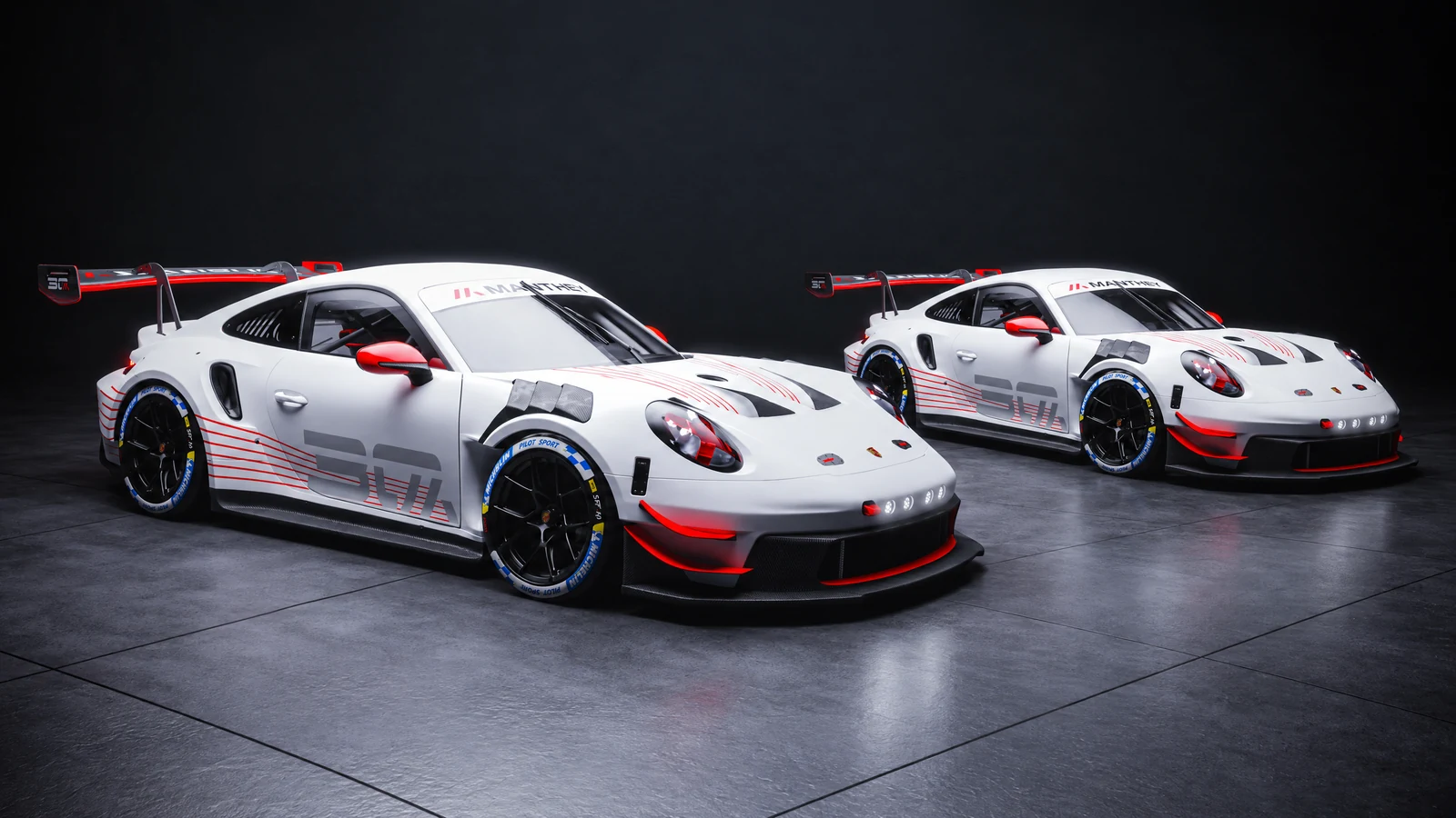 Porsche Manthey 30 — юбилейные гоночные версии 911 и 718, студийный кадр
